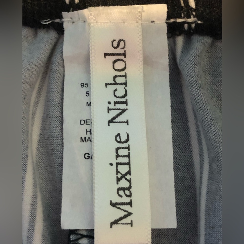 MAXINE NICHOLS WOMEN’S BLACK AND WHITE PANTS/ TIE WAIST ATTACHED TO PANTS SIZE M - Picture 3 of 6